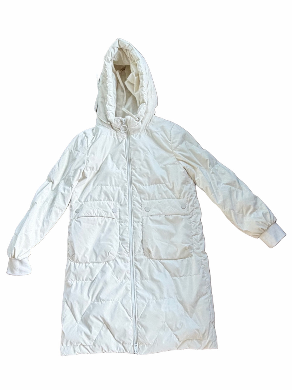 IEF Women’s Cream Hooded Puffer Coat